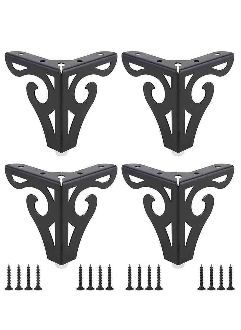 NIBEMINENT - Furniture Legs, 10cm Heavy Duty Metal Table Legs with Screws, Perfect for Coffee Table, Dining Cabinet and Sofa (Retro Design, Black) - Image 1