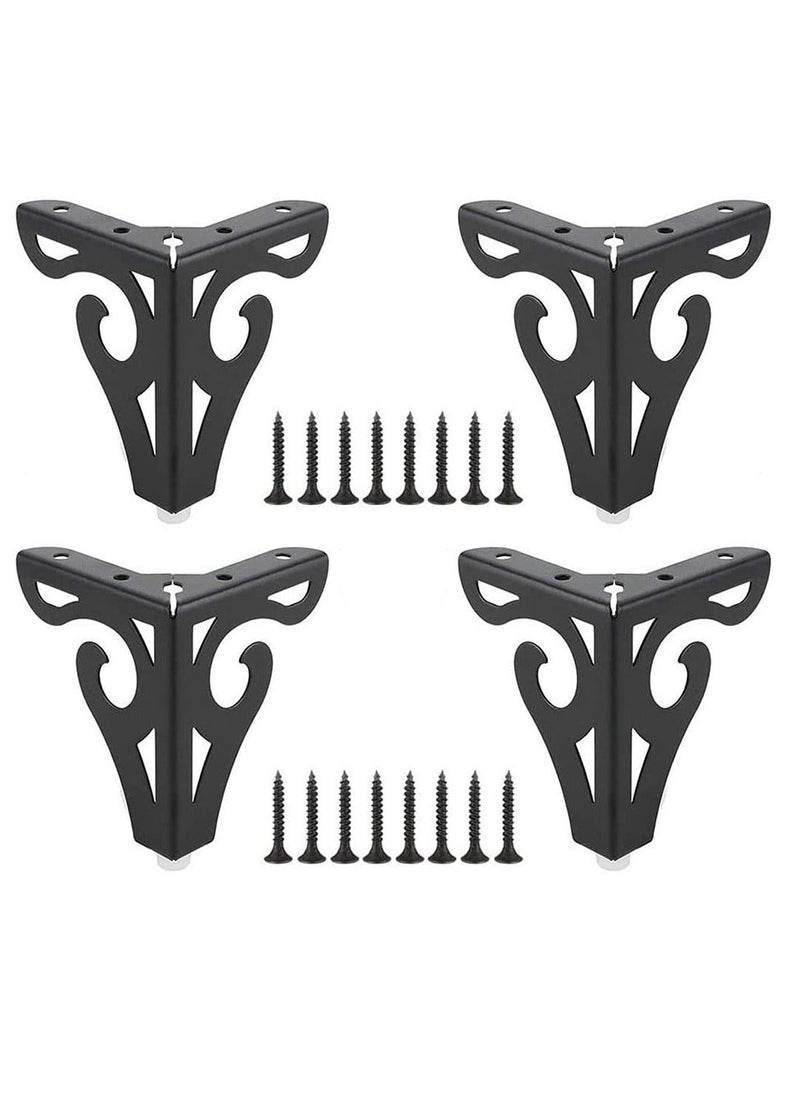 NIBEMINENT - Furniture Legs, 10cm Heavy Duty Metal Table Legs with Screws, Perfect for Coffee Table, Dining Cabinet and Sofa (Retro Design, Black) - Image 1