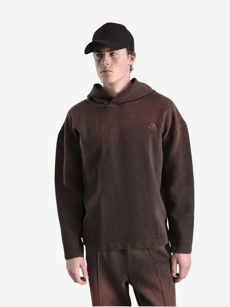 Giesto Mocha Brown GIESTO Hooded Oversized Knitted Sweatshirt for Men | Best Price UAE