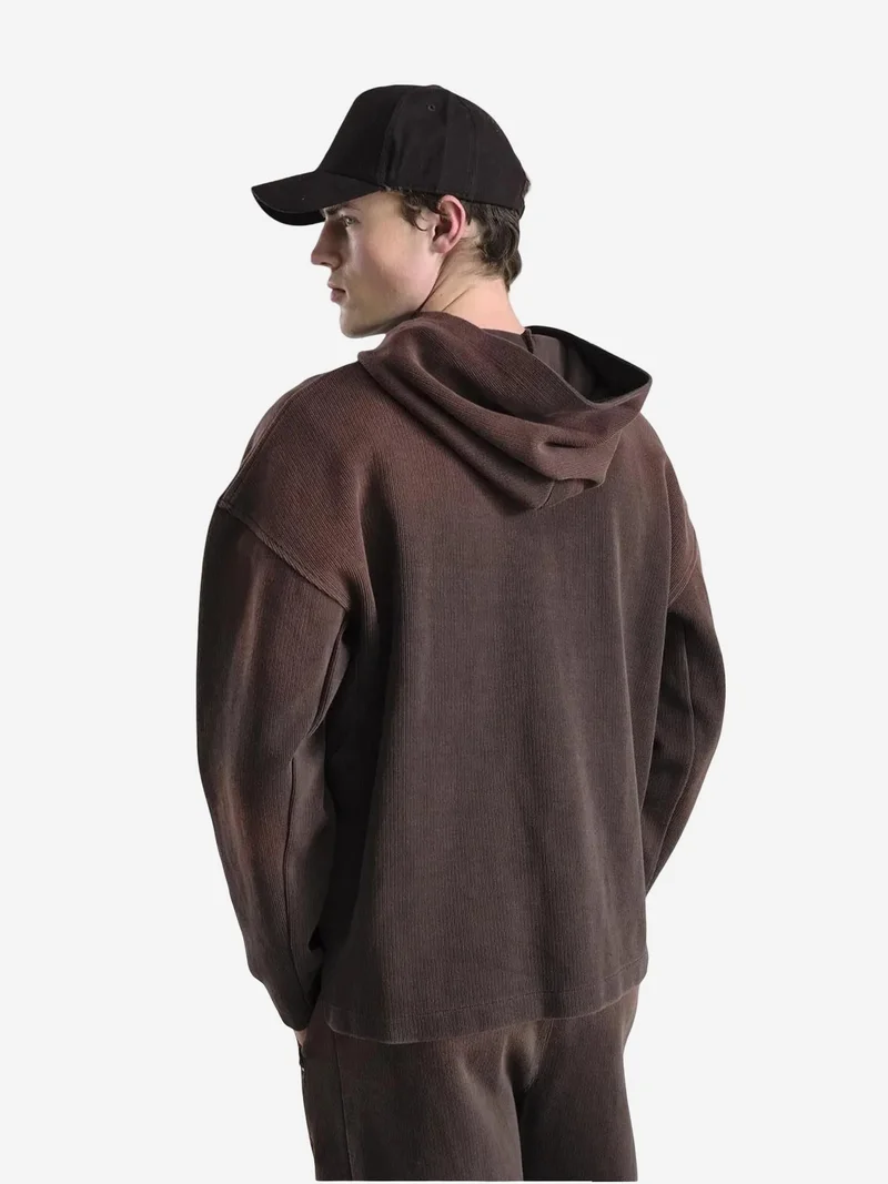 Giesto Mocha Brown GIESTO Hooded Oversized Knitted Sweatshirt for Men | Best Price UAE