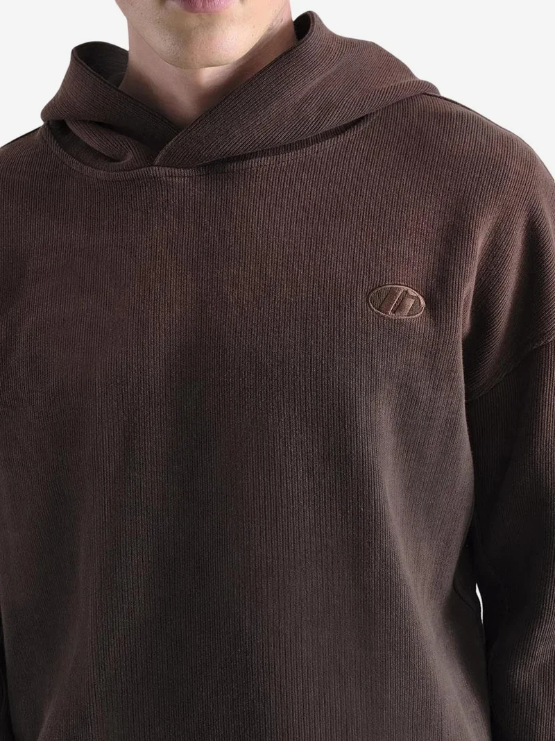 Giesto Mocha Brown GIESTO Hooded Oversized Knitted Sweatshirt for Men | Best Price UAE