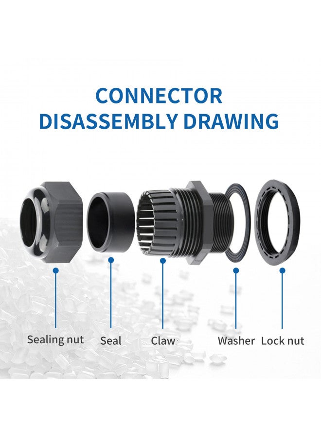 LISTENJIALE Cable Gland Waterproof,LISTENJIALE 50 pcs Adjustable 3-16mm Waterproof Cable Connectors PG7 PG9 PG11 PG13.5 PG16 PG19 Plastic Cable Gland Joints with Gaskets in PP Box(Black) - Image 2
