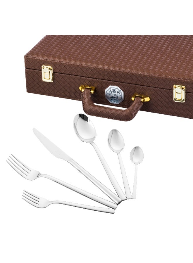 السيف  ✨ شنطة ملاعق خدمة استيل فاخر 76 قطعة – فضي راقي بتصميم عصري ✨ - Image 1