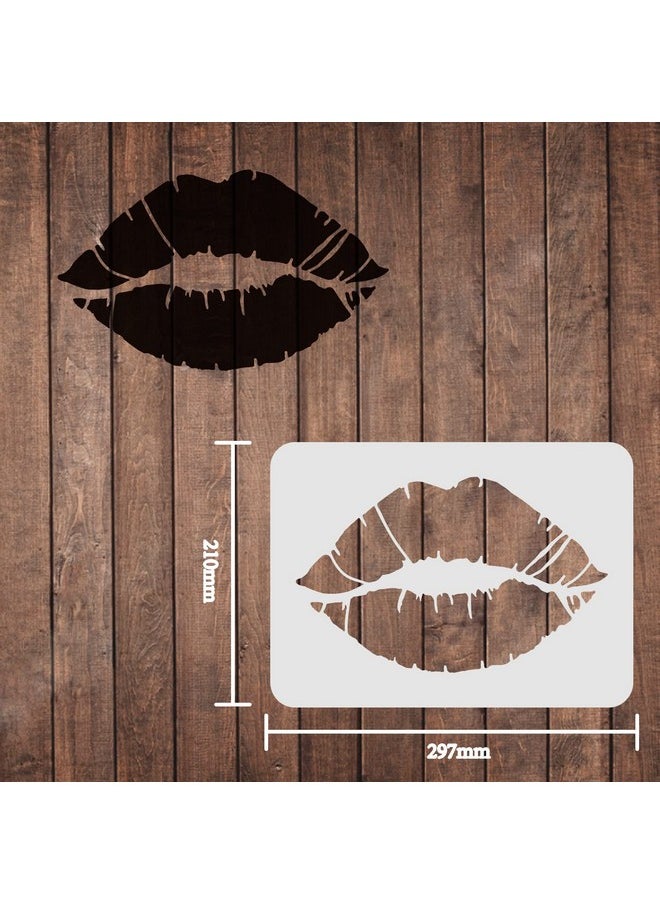 FINGERINSPIRE Lips Drawing Painting Stencils Templates 11.6X8.3 Inch Plastic Stencils Decoration Rectangle Reusable Stencils For Painting On Woodfloorwall And Fabric  - Image 2