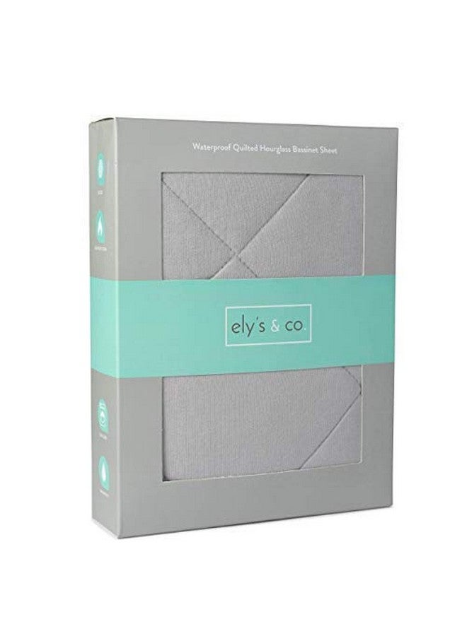 Ely's & Co. Ely's & Co. Patent Pending Jersey Cotton Quilted Waterproof Hourglass Sheet, All in one Bassinet Sheet with Mattress Pad Cover Protection (Grey) - Image 3