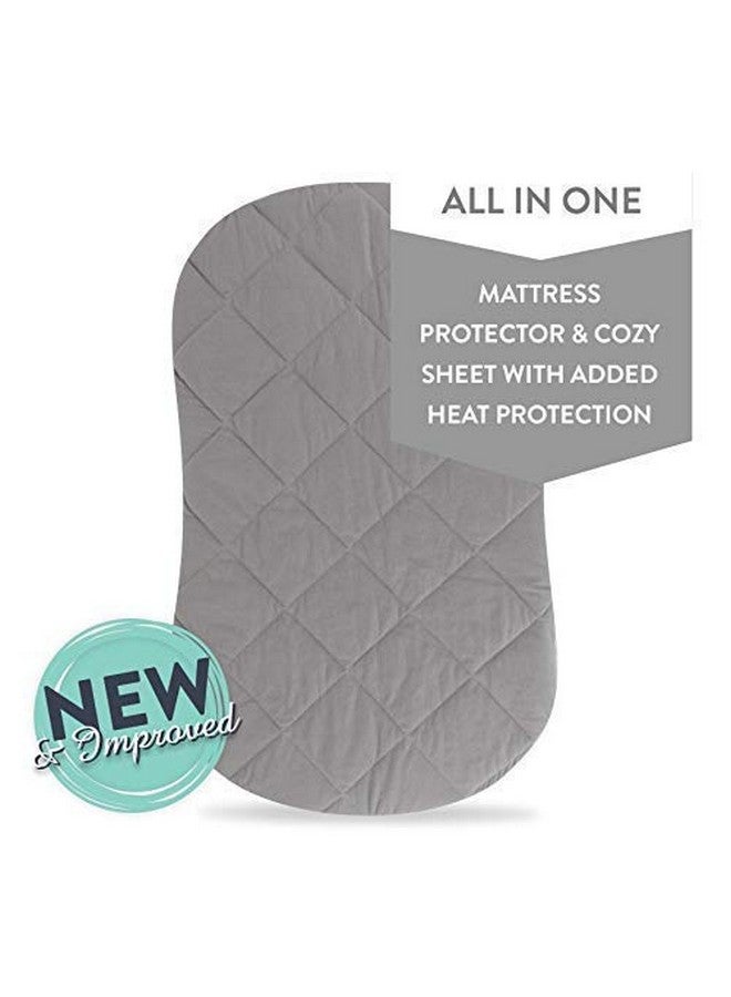 Ely's & Co. Ely's & Co. Patent Pending Jersey Cotton Quilted Waterproof Hourglass Sheet, All in one Bassinet Sheet with Mattress Pad Cover Protection (Grey) - Image 2