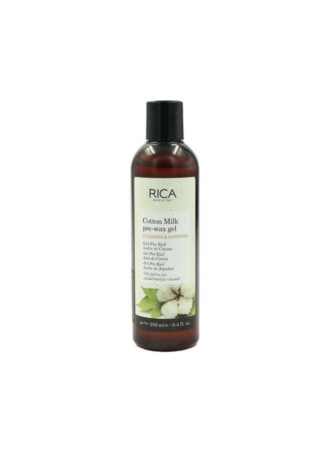 Rica Cotton Milk Pre Wax Gel Cleansing Waxing Hair Cleaning With Naural Extracts For Hydration & Softening Skin - 250Ml  - Image 1