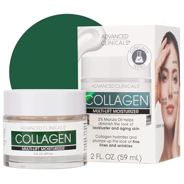 Advanced Clinicals Collagen Cream Gel-Like Facial Lotion | Collagen Peptide + Hyaluronic Acid Moisturizer For Face Helps Hydrate Dry Skin & Improve Appearance Of Wrinkles & Fine Lines, 2 Fl Oz - Image 1