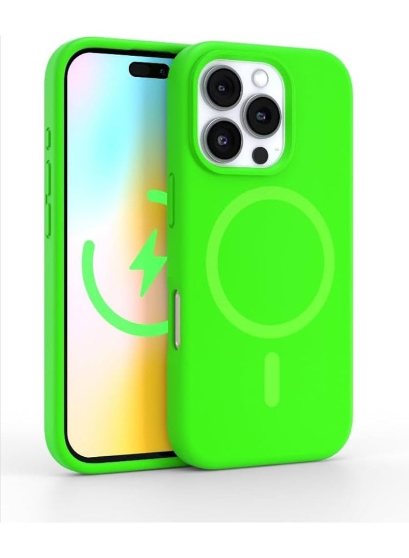 iPhone 16 Pro Case Shockproof Back Cover 5-Layer Silicone Anti-Scratch Shockproof Dirt-Resistant Multicolor MagSafe Silky Soft Touch Natural Microfiber Lining (Green) - Image 1