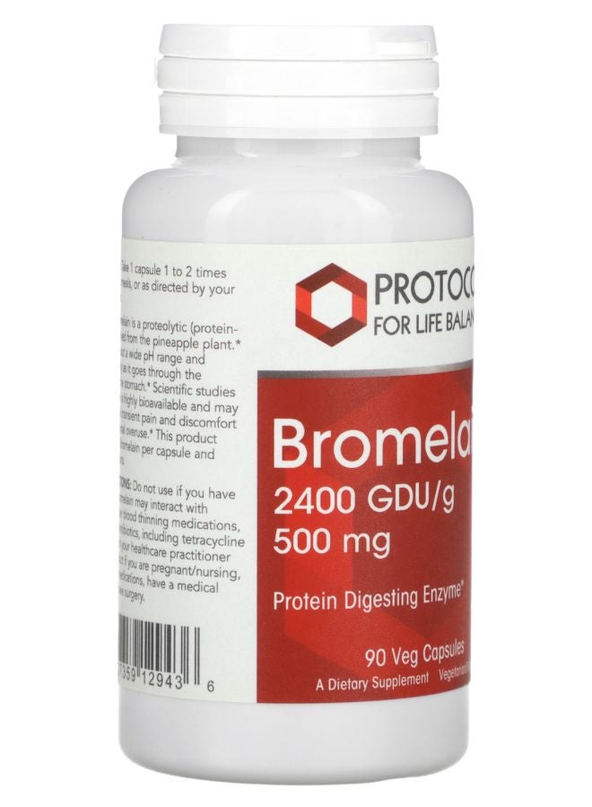 Protocol For Life Balance Bromelain 2400 GDU/g 500 mg 90 Veg Capsules - Image 2
