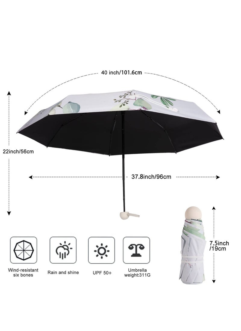 SYOSI - Compact UV-Protected Travel Umbrella,  Dual Sun & Rain Protection with Stylish Case, 8-Rib Lightweight Design - Image 1