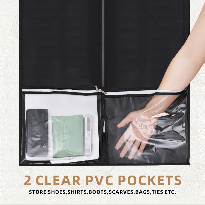 Peyorom 54" Garment Bags for Travel and Storage, Travel Suit Bags for Men Women with 2 Clear Pockets, Storage bags for Clothes, Suits, Dress, Shirts, Coats (Black) - Image 5