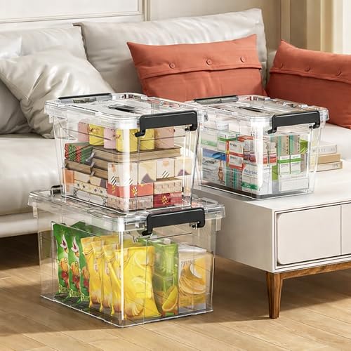 HoopVool® Clear Plastic Storage Box, with Locking Lid and Handles, Storage Container with Heavy Duty Latches to Organize Bin for Home, Kitchen, Office & Garage. (Pack of 1, Small) - Image 3