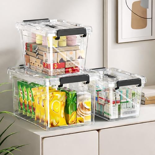 HoopVool® Clear Plastic Storage Box, with Locking Lid and Handles, Storage Container with Heavy Duty Latches to Organize Bin for Home, Kitchen, Office & Garage. (Pack of 1, Small) - Image 5
