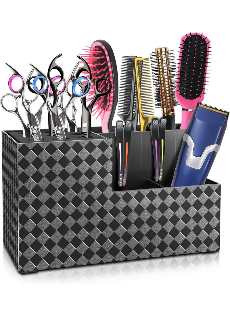 NICEMOVIC NICEMOVIC Barber Scissors Holder Box, Barber Accessories Barber Supplies, Professional Salon Hairdressing Scissors Rack Holder Storage Organizer for Hairstyling Combs Clips Brushes 