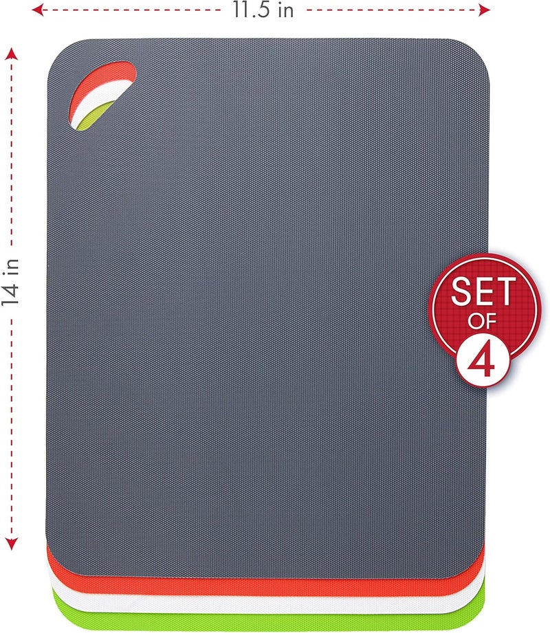 Dexas Heavy Duty Grippmat Flexible Cutting Board Set of Four, 11.5 by 14 inches, Gray, Red, White and Green - Image 3