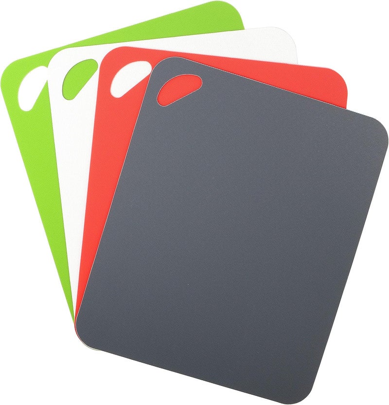 Dexas Heavy Duty Grippmat Flexible Cutting Board Set of Four, 11.5 by 14 inches, Gray, Red, White and Green - Image 1