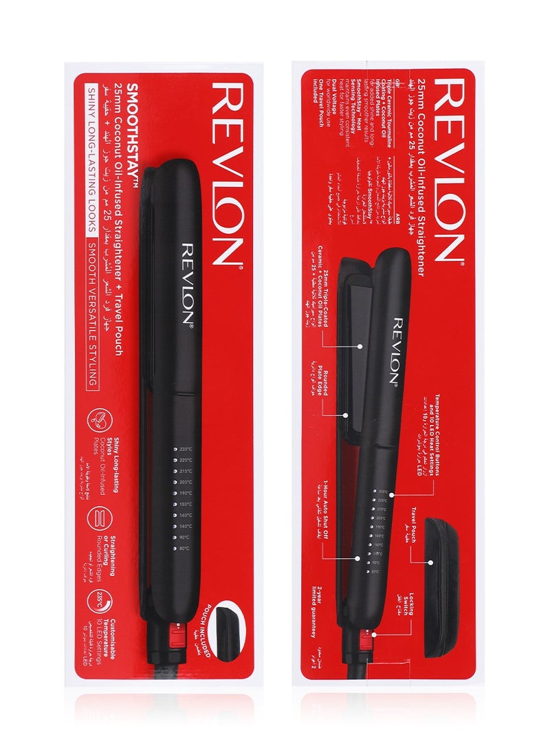 Revlon SmoothStay Coconut Oil-Infused Straightener 25mm - Black  - Image 4