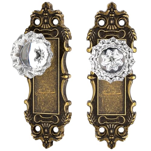CEYMIO Antique Dummy Door Knobs Interior Bronze 2 Pack Doorknob Crystal Glass Closet Door Handle Vintage Door Pulls for Pantry Door Hallway - Image 1
