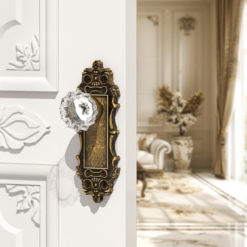 CEYMIO Antique Dummy Door Knobs Interior Bronze 2 Pack Doorknob Crystal Glass Closet Door Handle Vintage Door Pulls for Pantry Door Hallway - Image 5