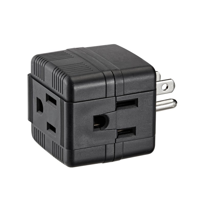 Leviton 15 Amp, 125V, Triple Cube Grounding Adapter, 692-E, Black - Image 4