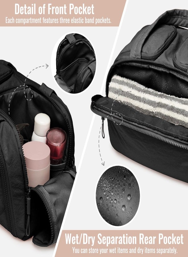 Travel Toiletry Bag, Large Quilted Cosmetic Organizer with Water-Resistant PVC & Mesh Pockets, Makeup Bag for Weekend Trip and Business Travel Essentials (Black) - Image 4