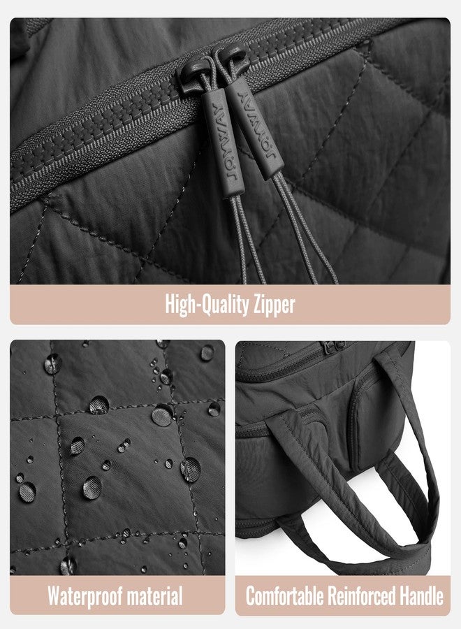 Travel Toiletry Bag, Large Quilted Cosmetic Organizer with Water-Resistant PVC & Mesh Pockets, Makeup Bag for Weekend Trip and Business Travel Essentials (Black) - Image 5