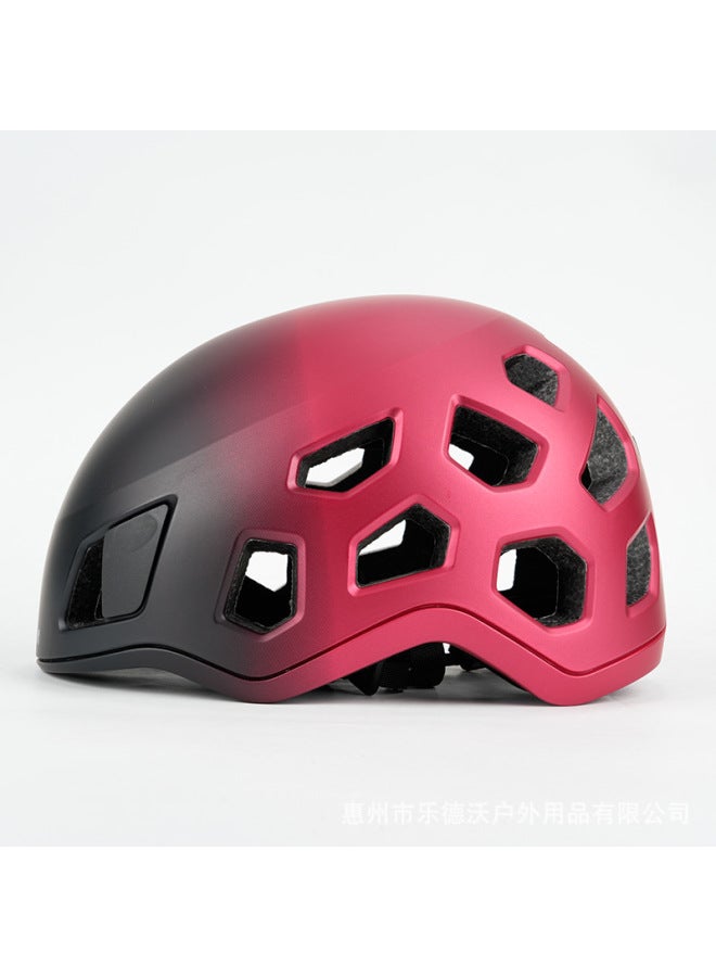 Red And Black Gradient Dual-injection Molded Helmet With 19 Ventilation Holes, Eps+pc Material, Multi-color, Breathable Protective Helmet For Roller Skating And Cycling