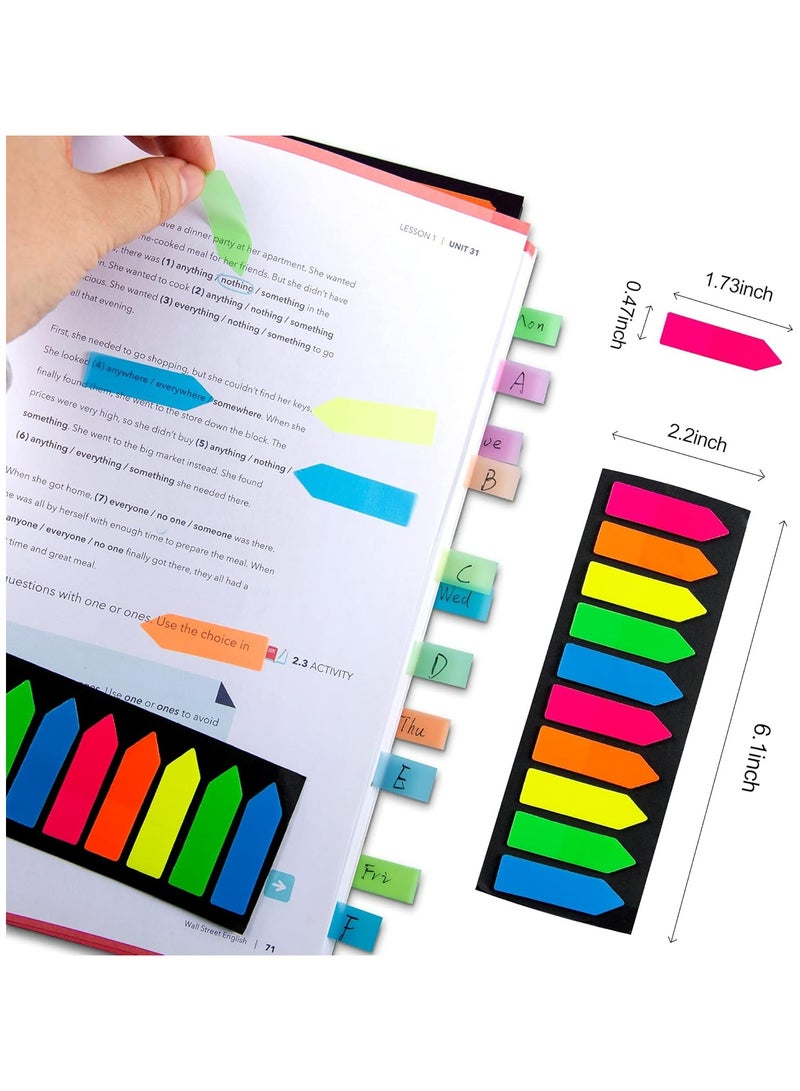 أوزيغالور 1200 قطعة من علامات التبويب اللاصقة، أسهم وعلامات فهرسة بـ 10 ألوان أساسية للكتب والملاحظات - Image 1