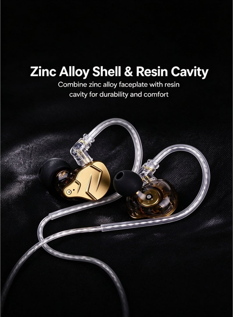 KZ ZSN PRO X Hybrid Dual Driver In-Ear Monitor (IEM) HiFi Earphones with Detachable 2-Pin Cable and Microphone - Gold - Image 2