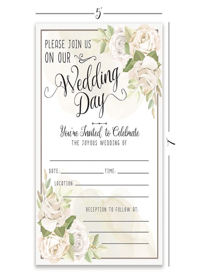Lone Star Art مجموعة دعوات زفاف مع أظرف - دعوات زفاف وأظرف بتصميم ورود بيضاء - دعوات زفاف بسيطة فارغة، مجموعة دعوات زفاف مكونة من 25 دعوة جميلة - Image 4