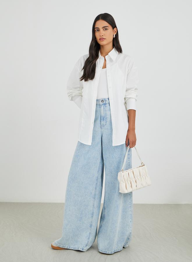 ستايلي قميص ستايلي بأكمام طويلة وياقة سادة - Image 3