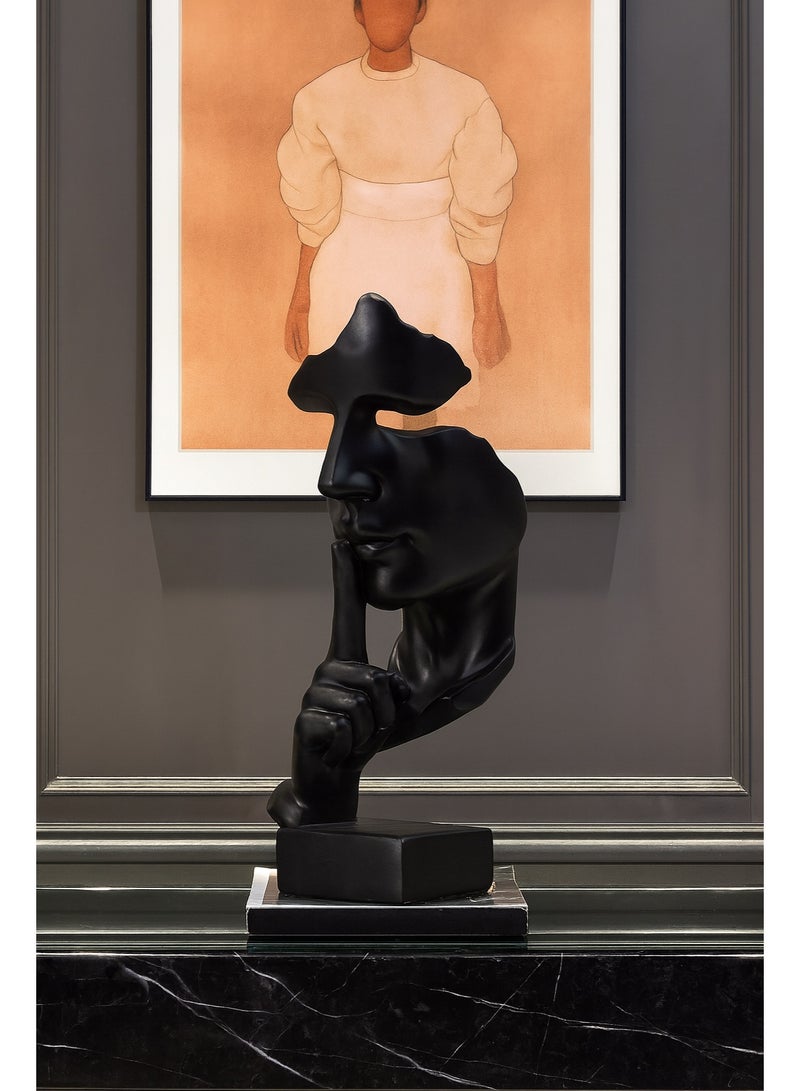 بيرام تمثال فن وجه الصمت – ديكور عصري تجريدي من الراتينج بتصميم وجه تفكيري أنيق، تمثال قناع بسيط وفاخر لتزيين المنزل، مناسب لغرفة المعيشة، المكتب، طاولة المكتب، رفوف الكتب، المدخل، وعروض الطاولات كقطعة ديكور مميّزة.