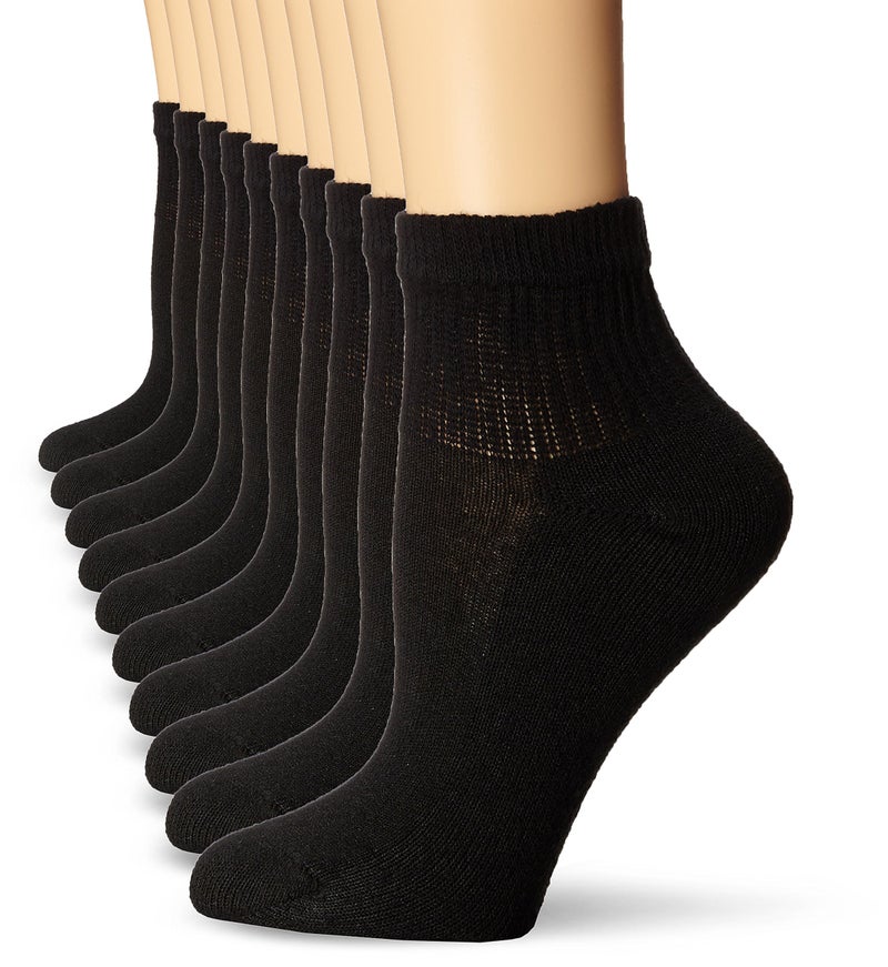 Hanes Womens Value, Ankle Soft Moisture-wicking Socks, Available In 10 And 14-packs Athletic-socks, Black - 10 Pack, 5-9 US - Image 3