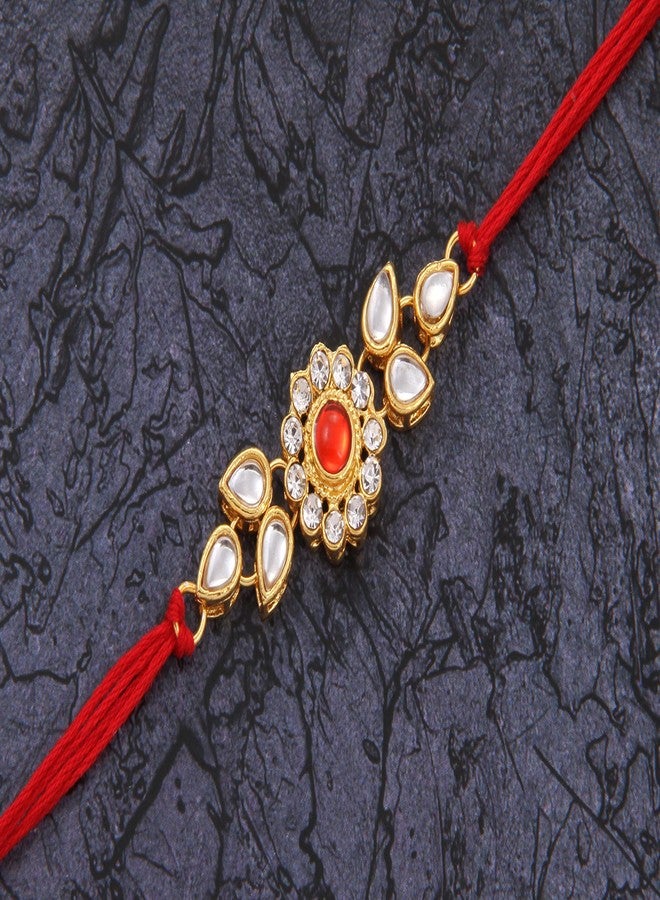 BANDHAN Lavish Rakhi With Roli Chawal Rakhi Combo Set of 2 with Roli Chawal Tikka Pack and Raksha Bracelet Designer Rakhi for Men - Image 5
