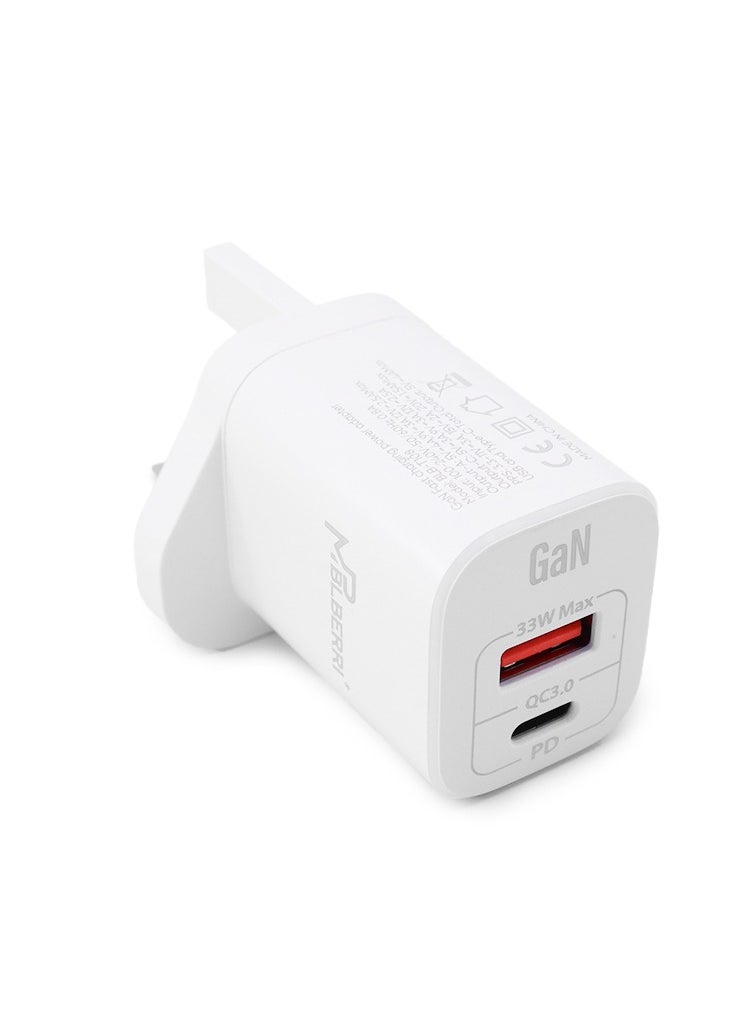 mpBLBERRI 33 Watt USB-A and USB-C PD Fast Charger With Type C to Lightning Cable mpBLBERRI BLB-T108  - Image 4