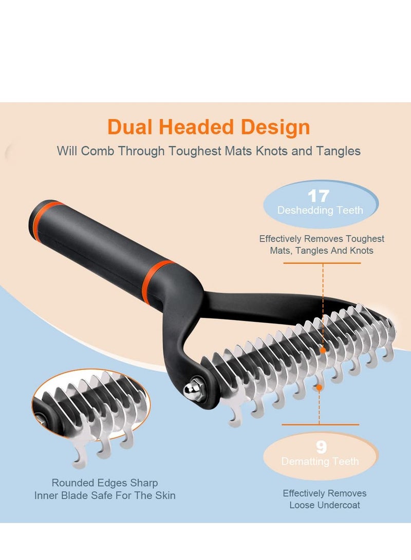 Excefore فرشاة إزالة الشعر الزائد للحيوانات الأليفة، مشط إزالة التشابك للكلاب والقطط، مشط العناية بالحيوانات الأليفة، مشط إزالة الشعر الزائد للكلاب والقطط وأداة إزالة التشابك للعناية بالحيوانات الأليفة - Image 3