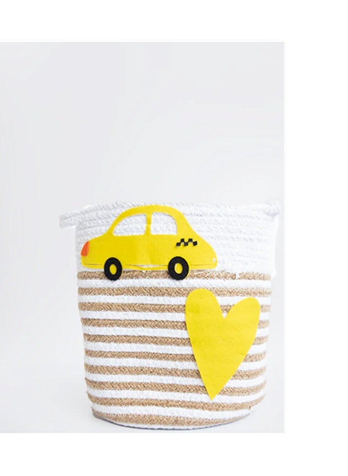 Yellow Doodle Yellow Doodle Cotton Rope Basket - Love for Cars (Medium) 