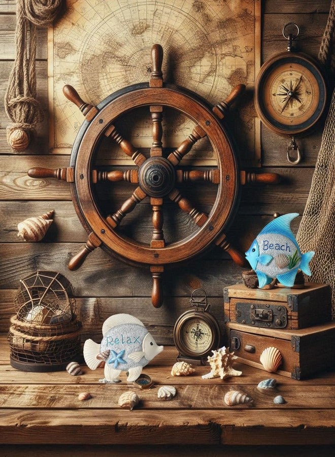 تماثيل أسماك من الراتنج بتصميم ساحلي من GoGnome - مجموعة من قطعتين، تماثيل بحرية بارتفاع 4.4 بوصة، مثالية للديكور المنزلي والفندقي (أسماك) - Image 3