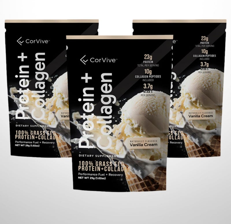 CorVive Protein  Collagen Powder  23g Protein GrassFed Whey  Collagen  37g BCAAs  Supports Muscle  Joint Health  Gluten  Soy Free  No Artificial Ingredients  15 Sachets  Vanilla - Image 3