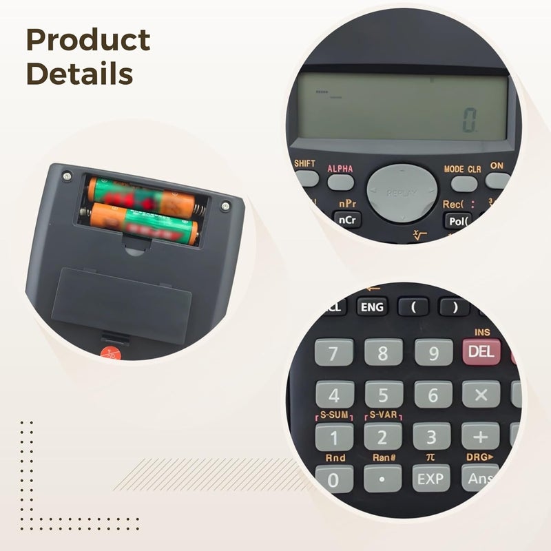 82Ms-A Scientific Function Calculator with 2-Line Display and Multi-Function Keys, Ergonomically Designed for School Use, Battery-Powered - Image 5