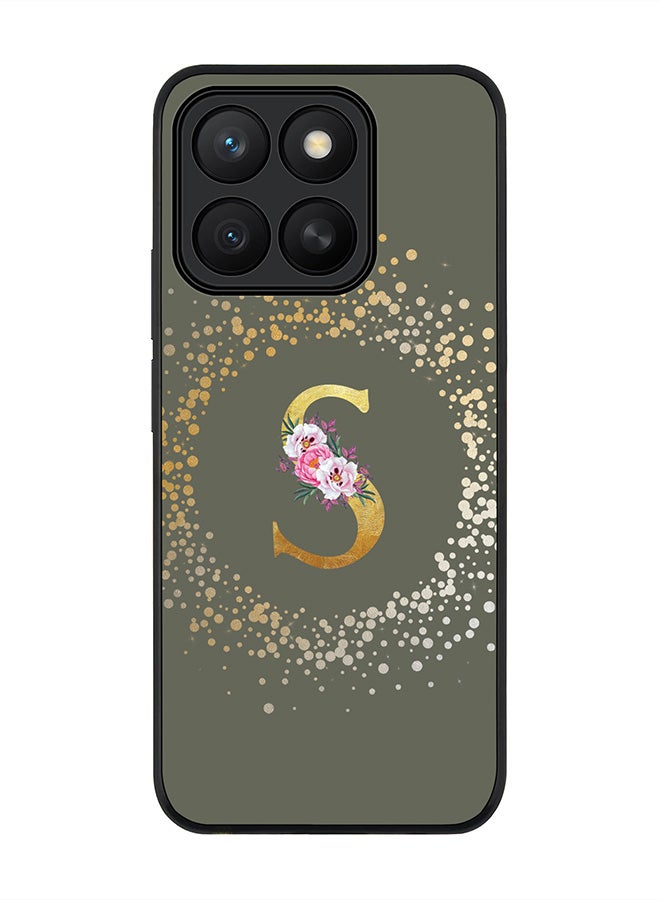 Stylizedd For Honor X8c Case,Slim fit Camera Protection, Shockproof Thin Phone cover  - Custom Monogram Floral - S  (Olive Green )
