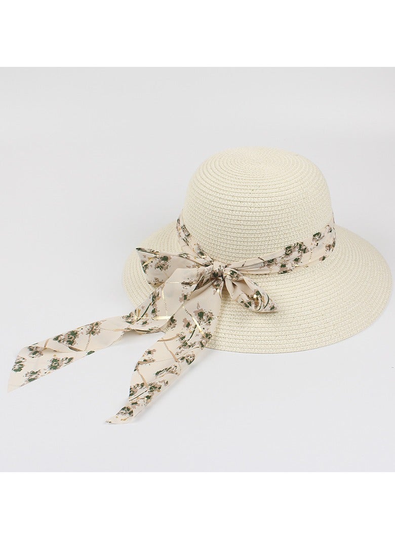 KUYING New Fashion Ribbon Bow Straw Hat 