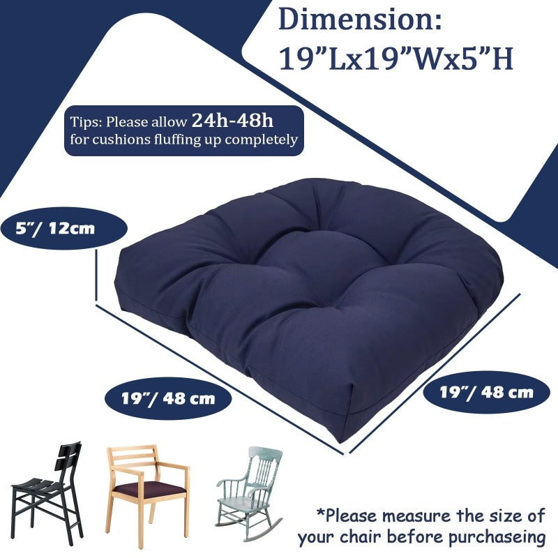 MTMR Water-Repellent Outdoor Chair Cushions Set of 2, 19â€X19â€ Patio Chair Cushions with High Elasticity PP Cotton, No Fading Tufted Seat Cushions for Outdoor Furniture, Thick and Large Patio Cushions - Image 5
