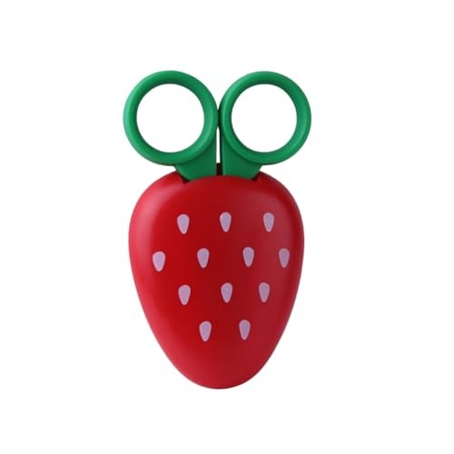 AKOAK 1 Count Paper Scissors, Children's Safety Paper Cuttings Scissors, Creative Fruit Scissors and Refrigerator Magnets are the Home Decorations for Students/Children (Strawberry) - Image 1