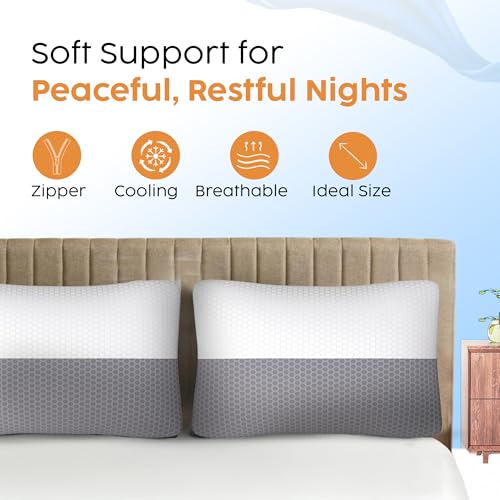 CareFoam Height Adjustable Microfiber Sleeping Pillows – Set of 6 | 16" x 24"| Soft, Supportive & Washable | Ideal for Back, Side & Stomach Sleepers | White & Grey Cover - Image 4