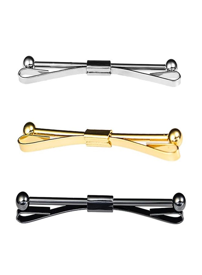 BFLCTTBD 3 Pieces Collar Bar Necktie Tie Clips Collar Bar Mens Shirt Collar Bar Pin Clips Clasp Collar Stay Tie Clip Necktie Bar Pinch Clips Mens Shirt Collar Clip - Image 1