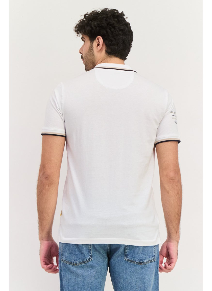 Gazzarrini Men Regular Fit Graphic Print Short Sleeves Polo Shirt, White  - Image 4