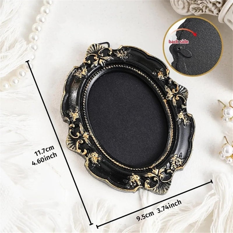 mini gold frames Hanging Mini Photo Frames Photographic Props Resin Memory Display Frames Baroque Ornate Black Gold Vintage Picture Frame Gifts(Style 6) - Image 2