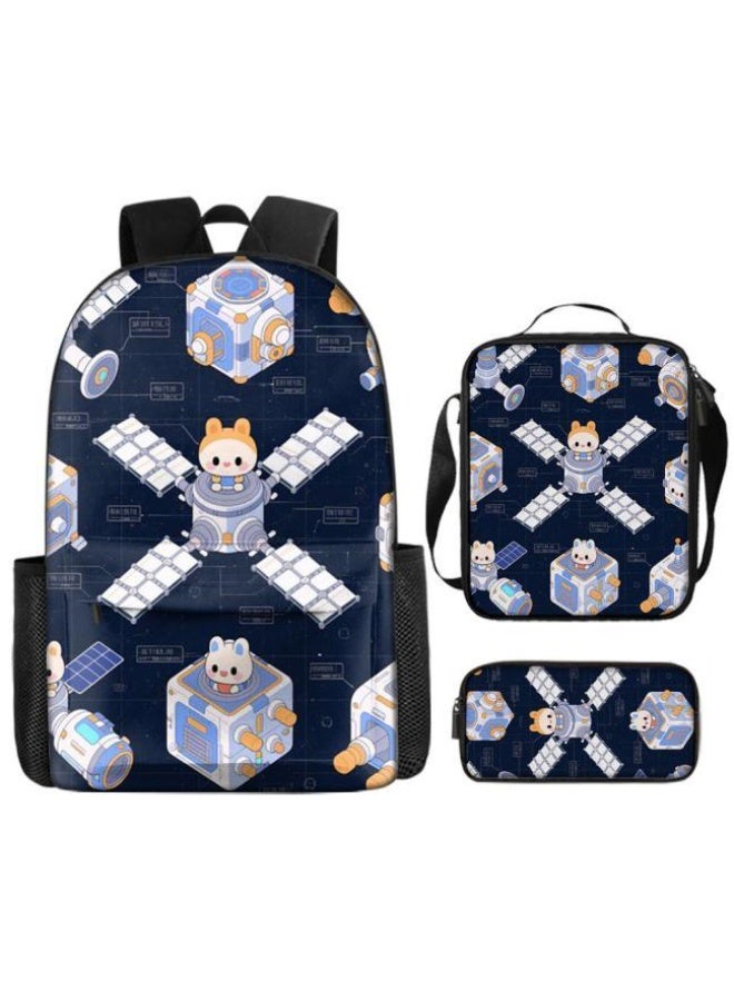 Cute cartoon print three-piece set! Backpack + handbag + pen bag combination | Multi-scene for student and children's outing - 1449